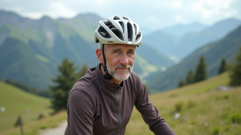 Zkušený průvodce cyklovýletů, muž středního věku v sportovním oblečení, venkovní prostředí, jasné osvětlení